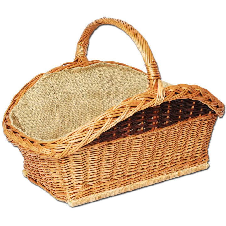 YULKA Kaminholzkorb Weidenkorb handgefertigt Holzkorb mit Jute Hellbraun 59x41x27