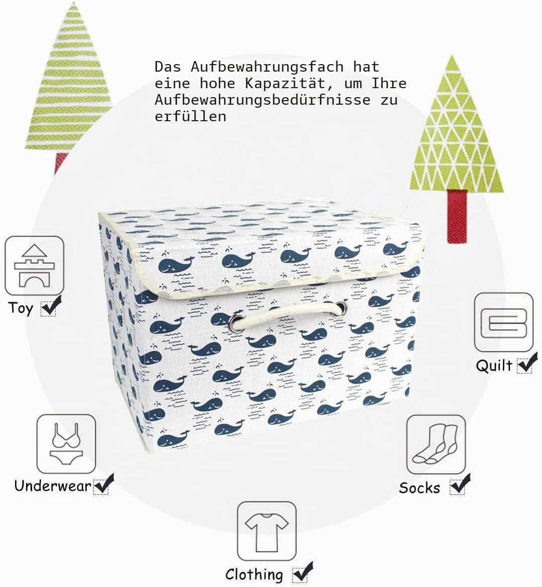 Aufbewahrungskiste Spielzeugkiste Faltbar Aufbewahrungsbox mit Deckel Kinder Spielzeug Organizer Auf