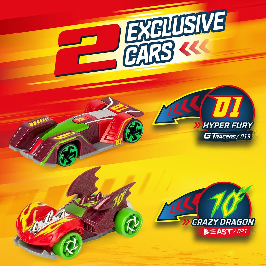 T- Racers Mix 'N Race Squad Launcher Drache, der Sich in einen Launcher verwandelt. Enthält 2 Exklus