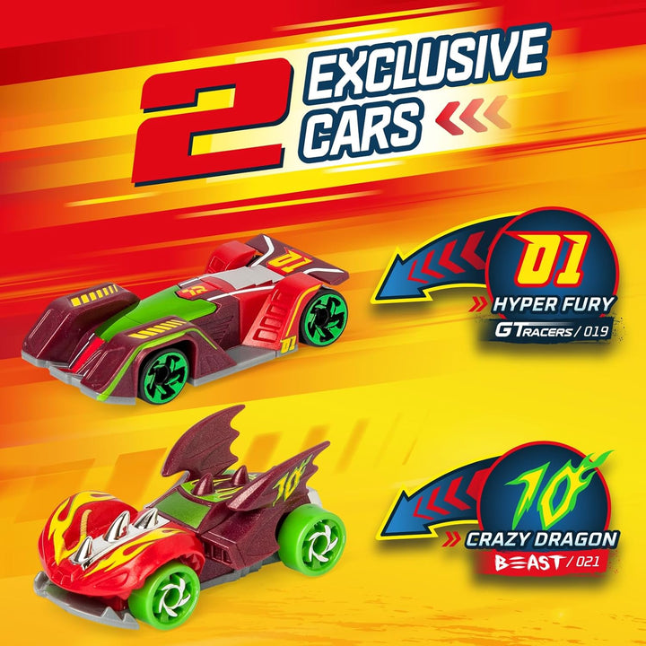 T- Racers Mix 'N Race Squad Launcher Drache, der Sich in einen Launcher verwandelt. Enthält 2 Exklus