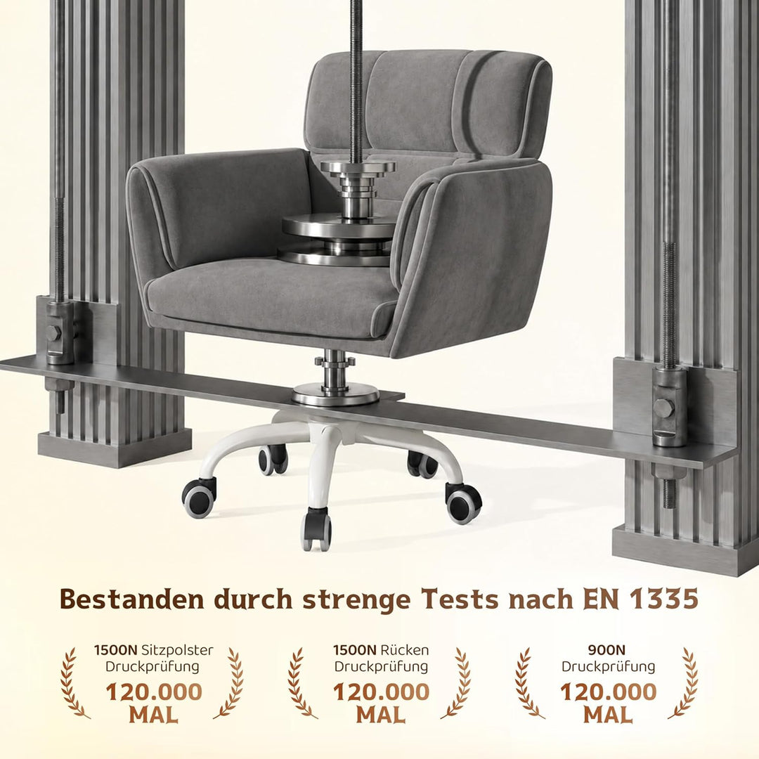 Schreibtischstuhl, Schminktisch Stuhl mit Samtbezug, Neigbarer & Höhenverstellbarer Bürostuhl, bis 1