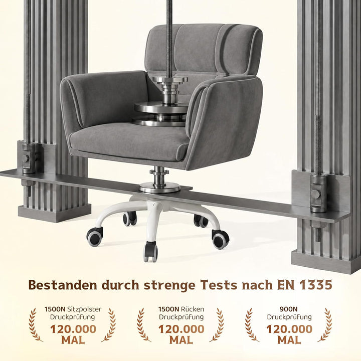 Schreibtischstuhl, Schminktisch Stuhl mit Samtbezug, Neigbarer & Höhenverstellbarer Bürostuhl, bis 1