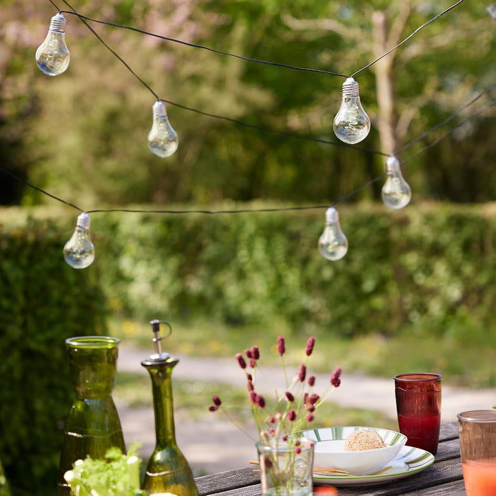Lumineo 50 Micro LED Solar Lichterkette Glühlampe Partylichterkette Garten 10 Glühbirnen (Klar)