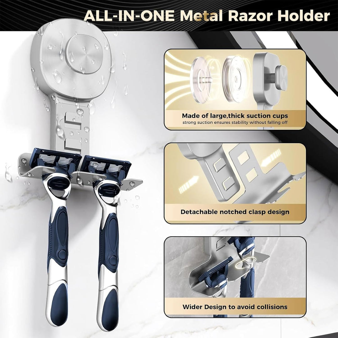 2er-Pack Rasiererhalter mit Saugnapf für die Duschwand, Hochleistungs-Saughaken für Rasierer, Handtu