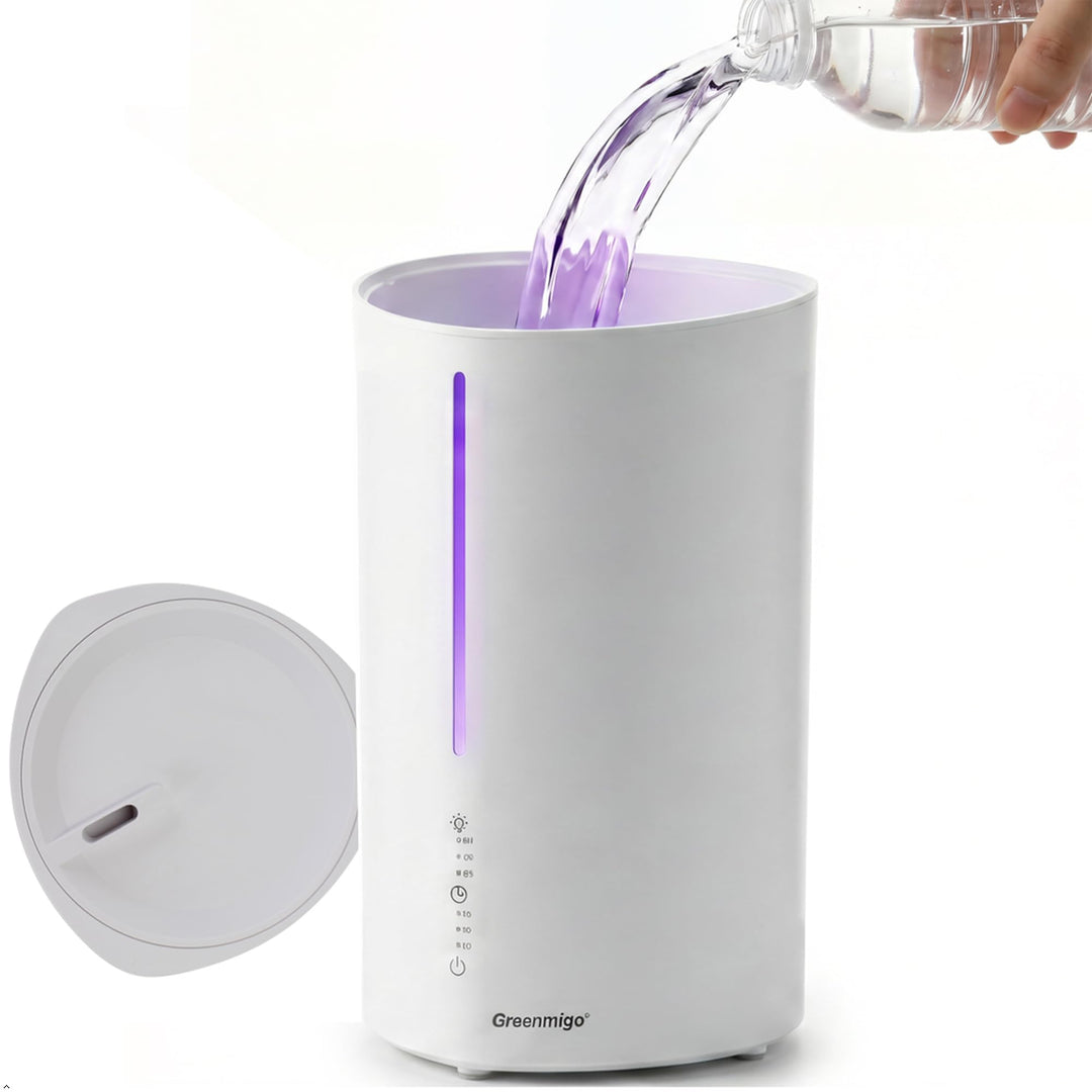 Greenmigo 3L Top Fill Luftbefeuchter,360°Drehbare Düse Cool Mist Humidifier,3 Nebelleistungsstufen,6