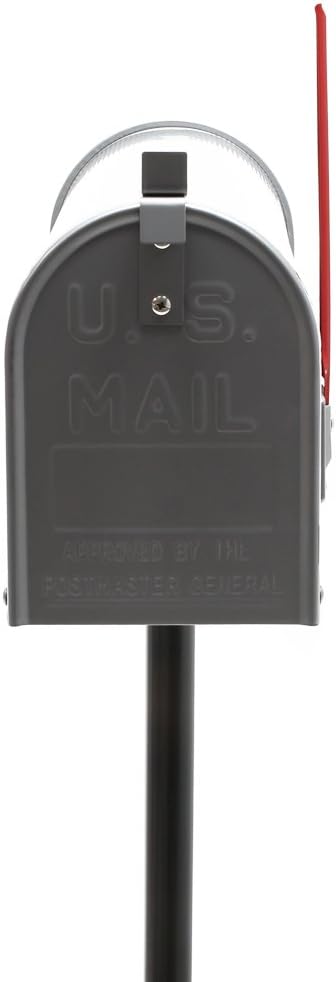 Wiltec Set US Mailbox Silbergrau 180 x 220 x 480 mm, amerikanischer Briefkasten mit Fahne, Standbrie