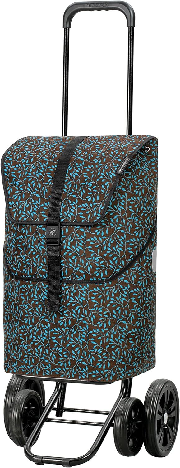 Andersen Shopper Quattro Stahl höhenverstellbar mit Rad Ø 15 und 20 cm und 46 Liter Tasche Imea blau