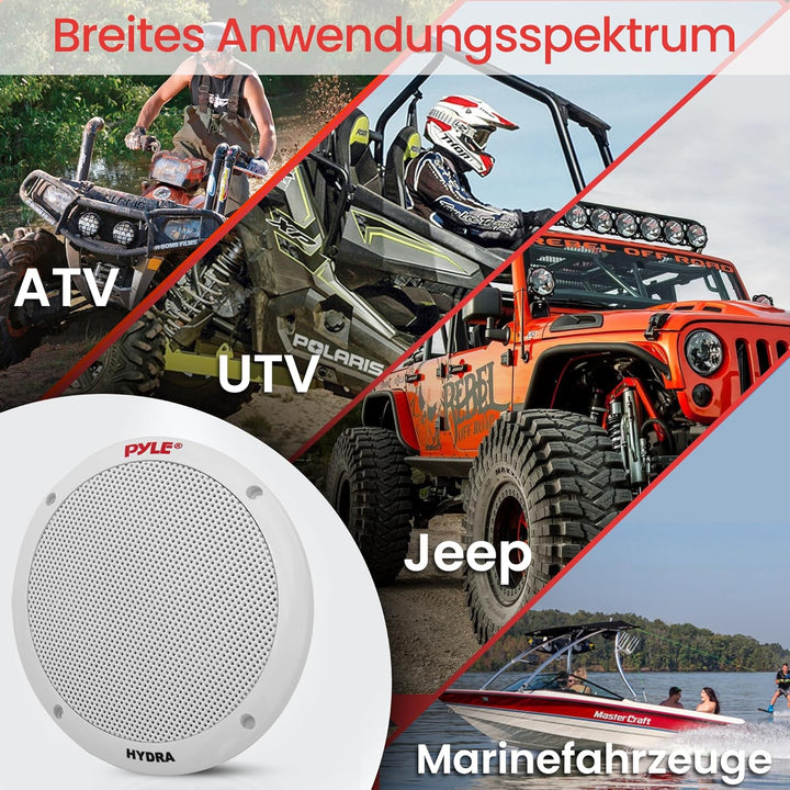 Pyle 16,5cm Dual Marine-Lautsprecher – 2-Wege wasserdichtes und wetterfestes Outdoor-Stereo-System m