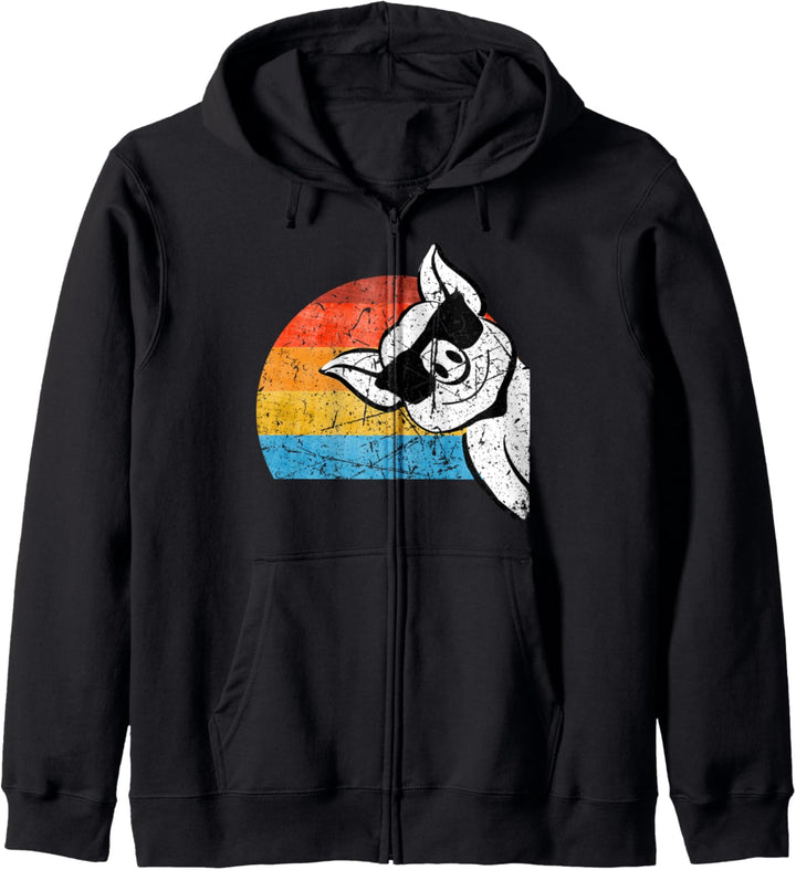 Lustiges Schwein mit Sonnenbrille 70er 80er 90er Kapuzenjacke