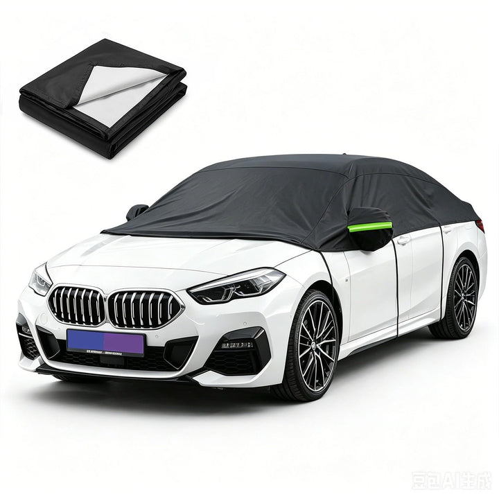 Auto Halbgarage Schwarz,Wasserdicht 210D Universal Halbgarage für Limousine für Auto Allwetterschutz