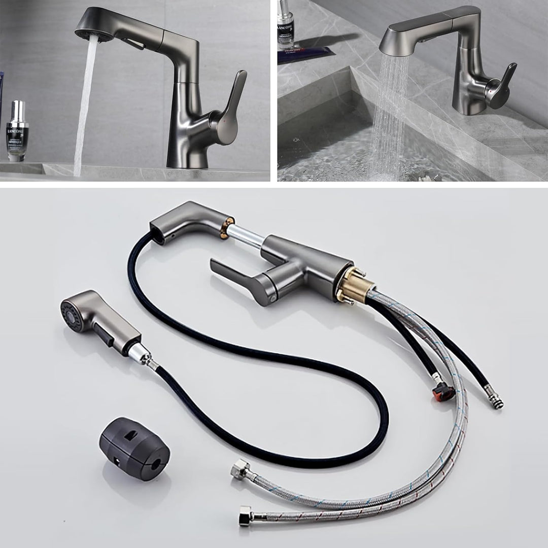 Wasserhahn Küche Ausziehbar mit Brause | Hochdruck, 360° Drehbar, 2 Wasserstrahlarten, 60cm Schlauch