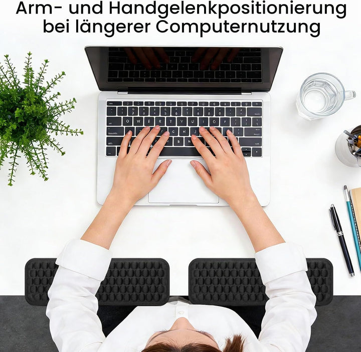 L-förmige Schreibtisch-Armauflage, 2erSet mit Memory-Schaum-Handgelenk-und Ellbogenauflage, ergonomi