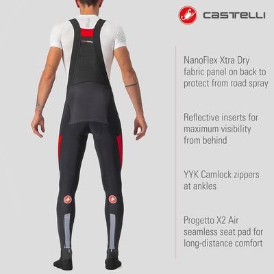 CASTELLI Herren Sorpasso Ros Bibtight Leggings S Black Red, S Black Red