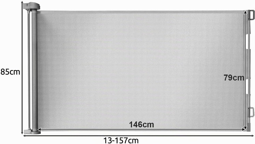Treppenschutzgitter ausziehbar 13-140cm Rollgitter Höhe 85cm Absperrgitter 19380, Farbe:Grau-Grey, G