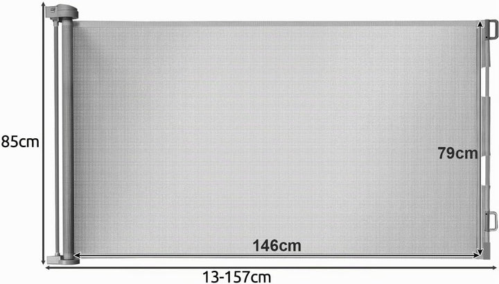 Treppenschutzgitter ausziehbar 13-140cm Rollgitter Höhe 85cm Absperrgitter 19380, Farbe:Grau-Grey, G