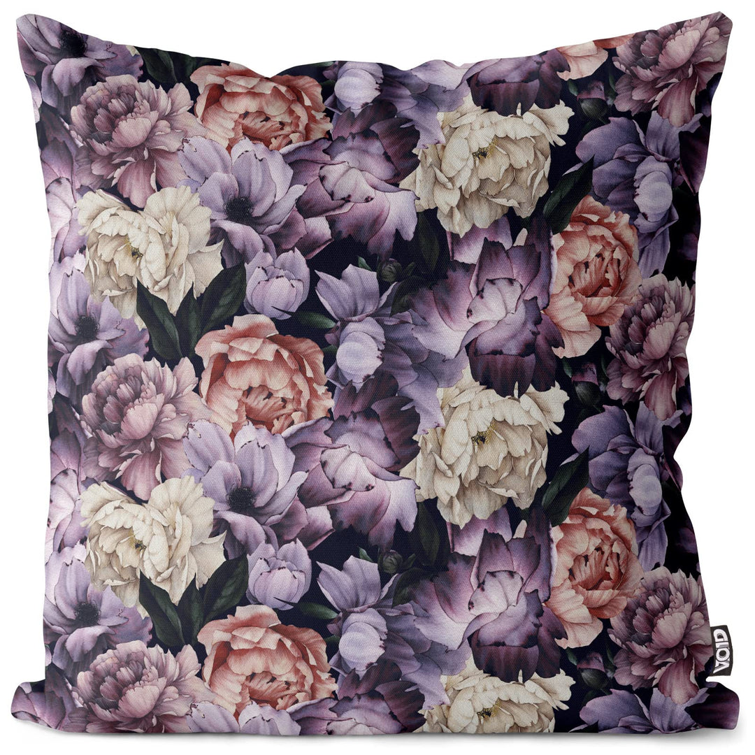 VOID Lila Blumen Pfingstrosen Kissenbezug Kissenhülle Sofakissen Kissen Deko Outdoor-Kissen Dekokiss