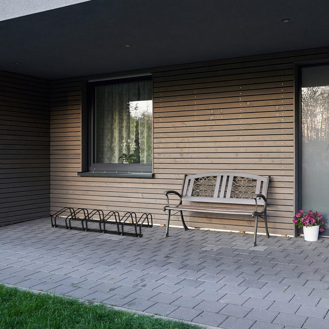 Relaxdays Fahrradständer Boden, für 6 Räder, bis 60 mm Reifenbreite, Metall, Garage, Fahrrad-Aufstel