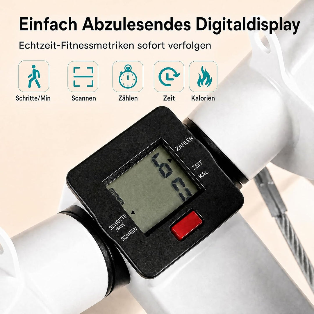 GYMAX Mini-Stepper mit Power Ropes, Stepper für Zuhause Weiss+Rot, Weiss+Rot