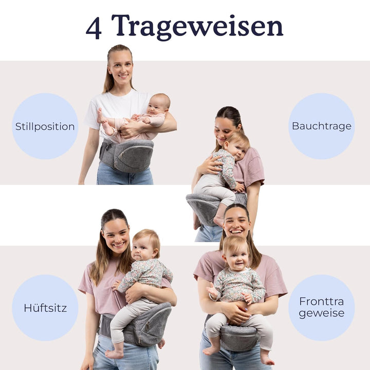 Beco Gemini Hüftsitz Babytrage – 4-in-1 Ergonomische Kindertrage für Neugeborene & Kleinkinder (0-36