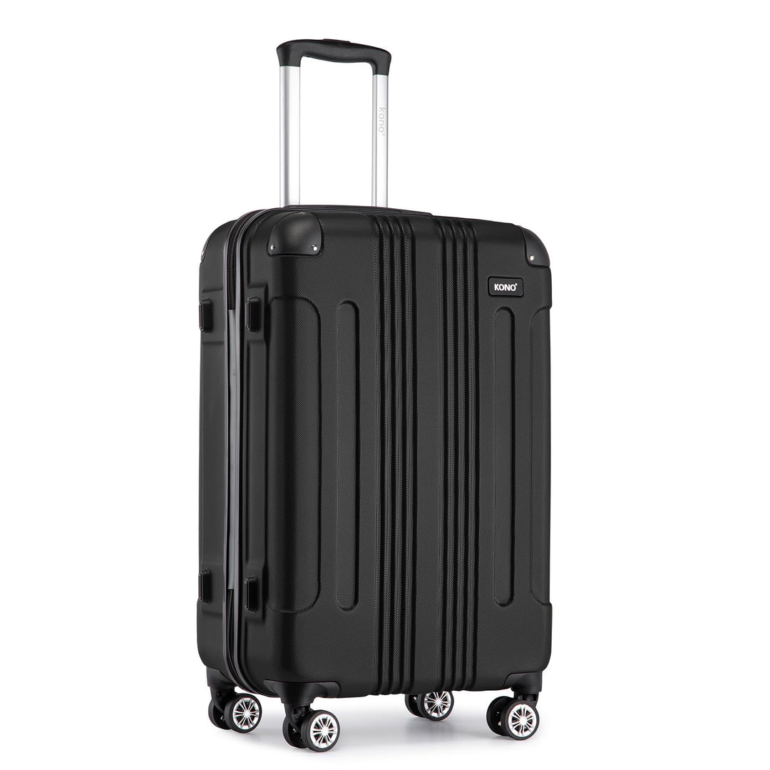 KONO Trolley Handgepäck Koffer 55x35x20cm Rollkoffer Reisekoffer mit 4 Rollen und Schloss (Schwarz),