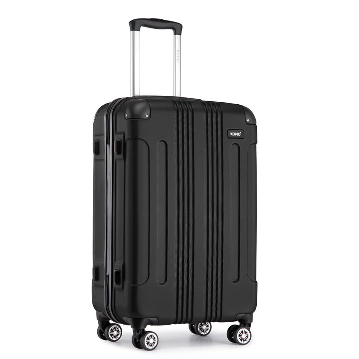 KONO Trolley Handgepäck Koffer 55x35x20cm Rollkoffer Reisekoffer mit 4 Rollen und Schloss (Schwarz),