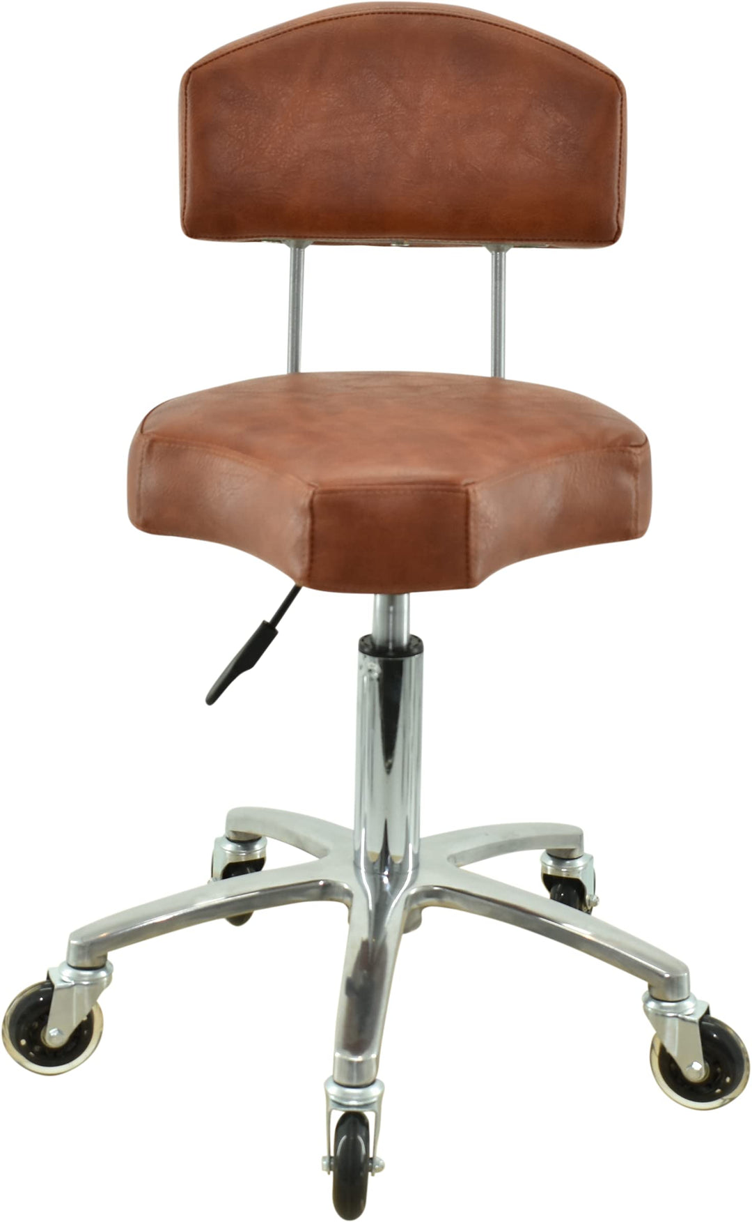 VAKON SALON - Ergonomischer Rollhocker mit Lehne in Hellbraun - Höhenverstellbarer von 50-65 cm - Pr