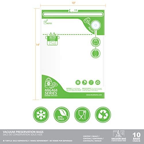 FOSA Malaga Mehrweg-Vakuumbeutel für Lebensmittel – Gross (3,8 L / 25,4 x 35,6cm), mit Zip-Verschlus