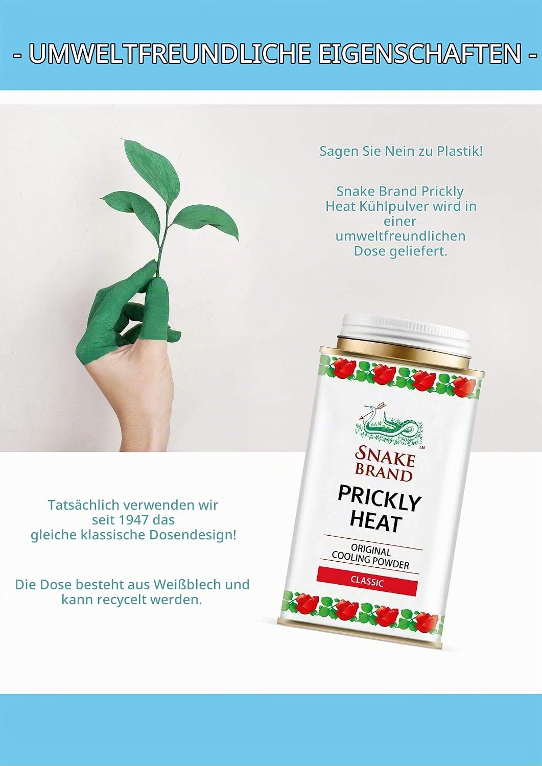 Snake Brand Prickly Heat Cooling Powder 140g Grosshandelspreis Multi-Pack für Apotheke Sportclub Spa