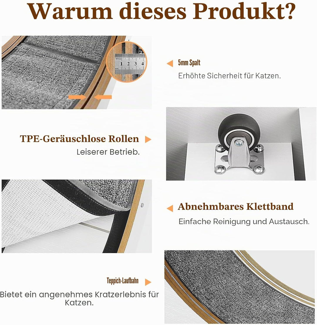 Katzenlaufrad XXL Durchmesser 135cm Gross laufrad Katze Super Leise Katzen Laufrad mit abnehmbarem T