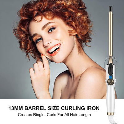 13MM Mini dünner Lockenstab mit Klemme, AIMERVO Afro Haarcurler LCD 11 Temperaturstufen 110-210℃ für