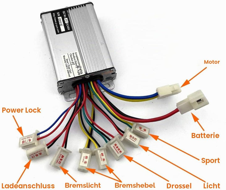 36V 48V 1000W Controller Für gebürsteten DC-Motorroller-Controller mit 30A-Schmelzschutzschalter (36