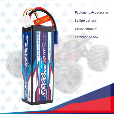 SIGP 3S 11.1V Lipo Battery 8200mAh 100C Hard Case with Deans EC5 Plug for RC Car Truck Boat Vehicles