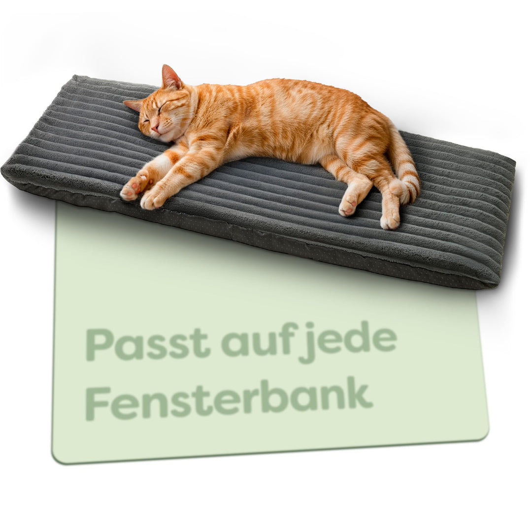 Fensterbank Katzenliege 90 x 28 cm - Selbstwärmende ohne Strom - Weich & Geräuschdämpfend – Waschbar