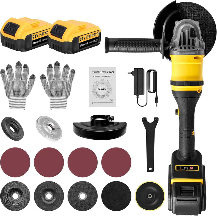 1500W Winkelschleifer Betonschleifer Betonfräse Set mit 2 X 5000mAh Akku 21V | Bodenschleifmaschine