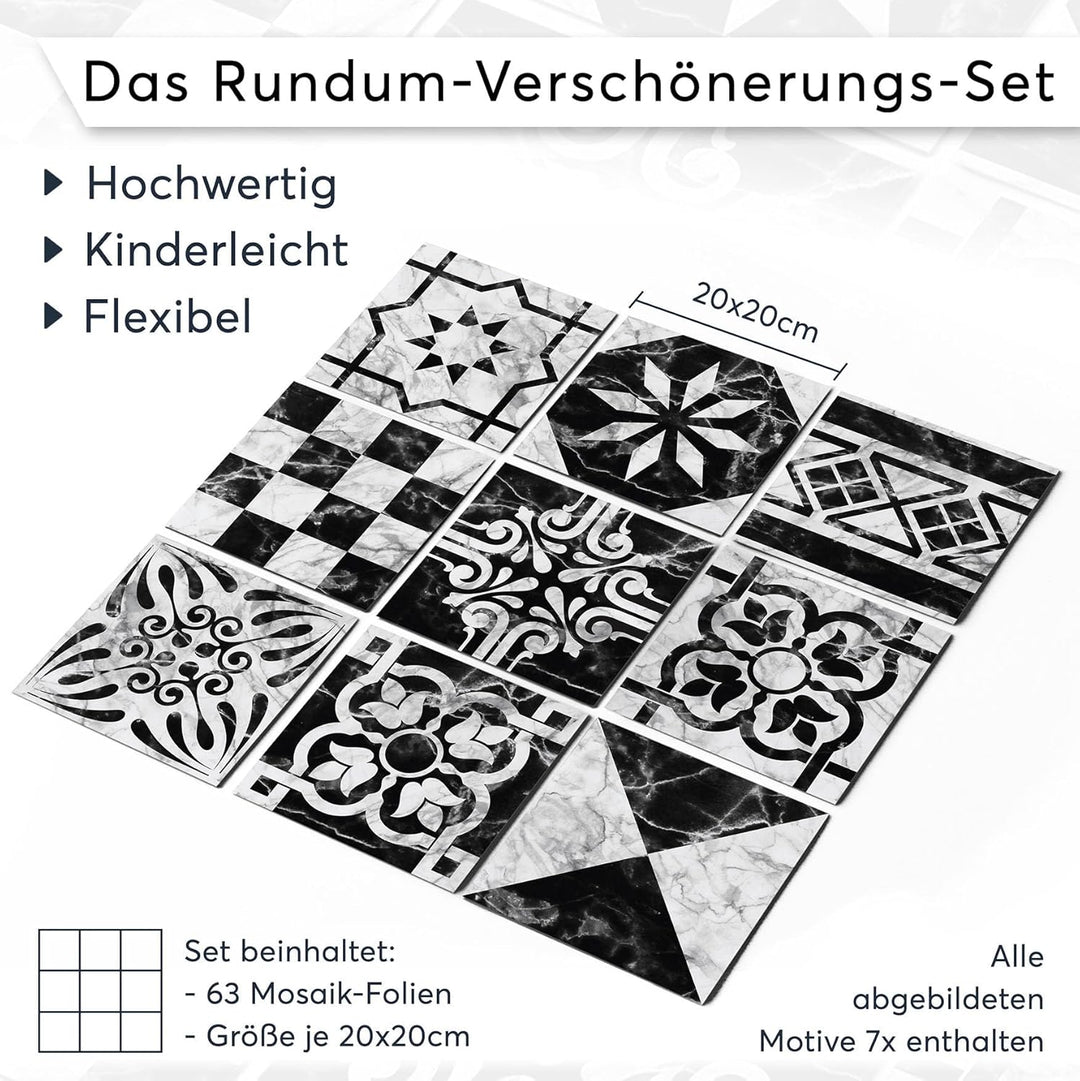 PVC Klebe-Fliesen für - [ Boden Fliesen ] - Aufkleber Folie Sticker für Boden-Fliesen - Küche oder B