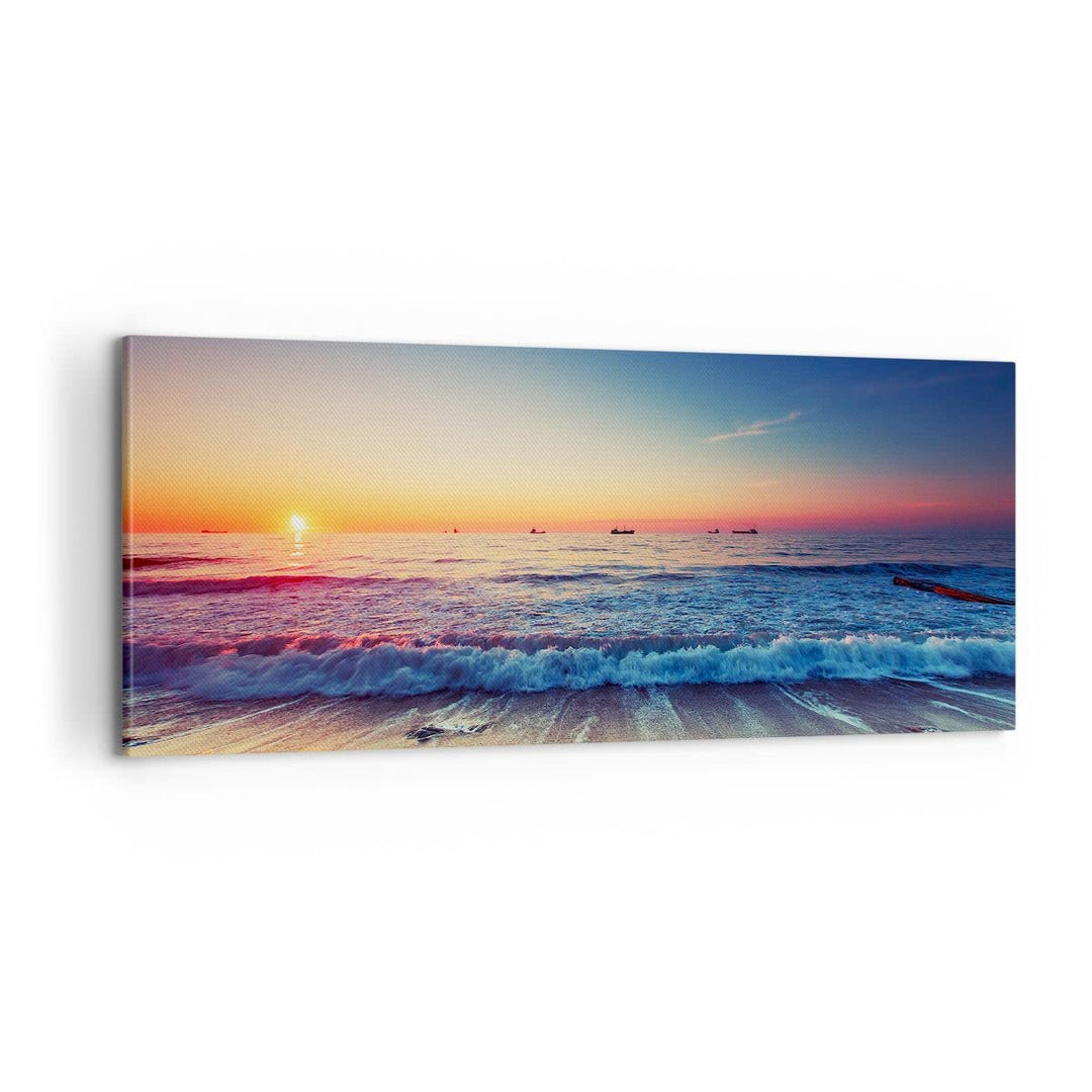 Panorama Bilder auf Leinwand 100x40cm Leinwandbild Meer Strand Welle Gross Wanddeko Bild Schlafzimme
