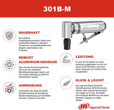 Ingersoll Rand Druckluft Winkelschleifer 301B-M, Professionelles Werkzeug als Polier- und Schleifmas