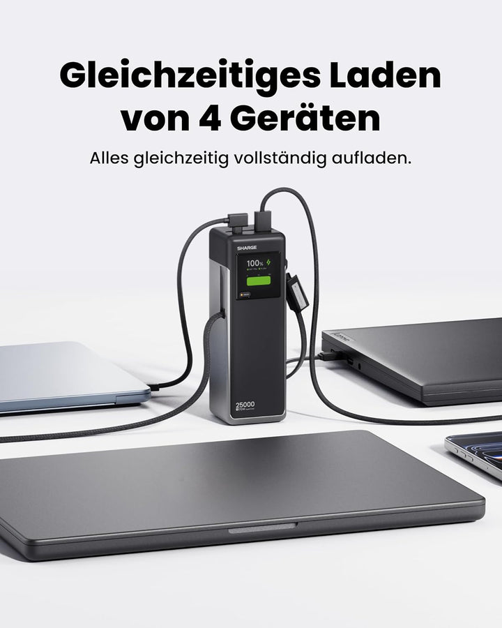 sharge Laptop Powerbank 170W, HyperTower 170 Schnellladegerät Tragbare Power Bank 25000mAh mit 4 Ans