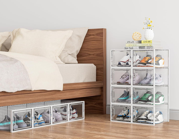 HOMIDEC Schuhboxen, 12er Pack Schuhboxen Stapelbar, Schuhorganizer Schuhaufbewahrung, Schuhkarton mi