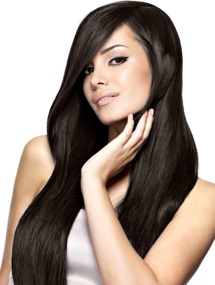 hair2heart Microring Extensions Echthaar glatt - 50 Strähnen 1g 60cm 4/0 mittelbraun 60cm 50 Strähne