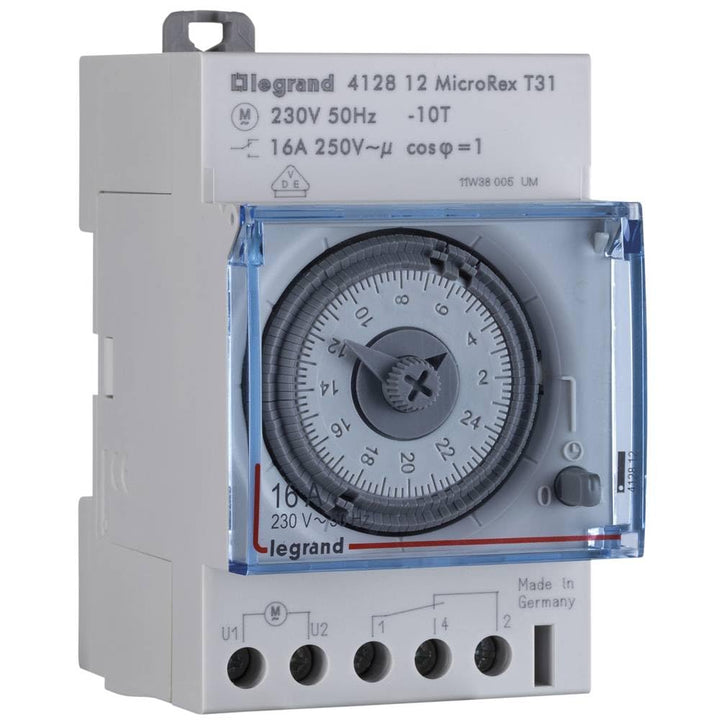 Legrand, programmierbare Zeitschaltuhr MicroRex T31, analog, mechanisch mit 24 Stunden-Programm,ON-A
