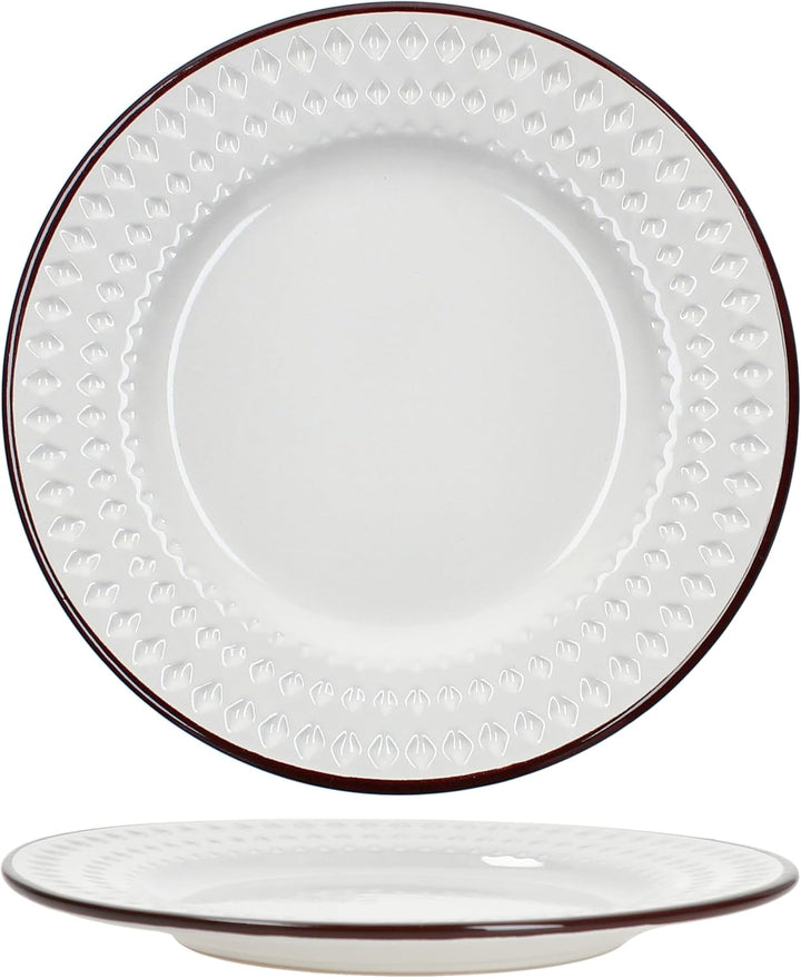 MamboCat Rome blau &amp; weiss 6er Set Kuchenteller I Ø 20,5cm I Steingut-Frühstücksteller mit Rauten-Re