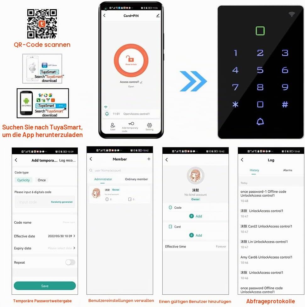 FusyTuly WiFi Tuya RFID Zugangskontrolle Tastatur IP68 wasserdichte Access Controller Tastatur WG26/