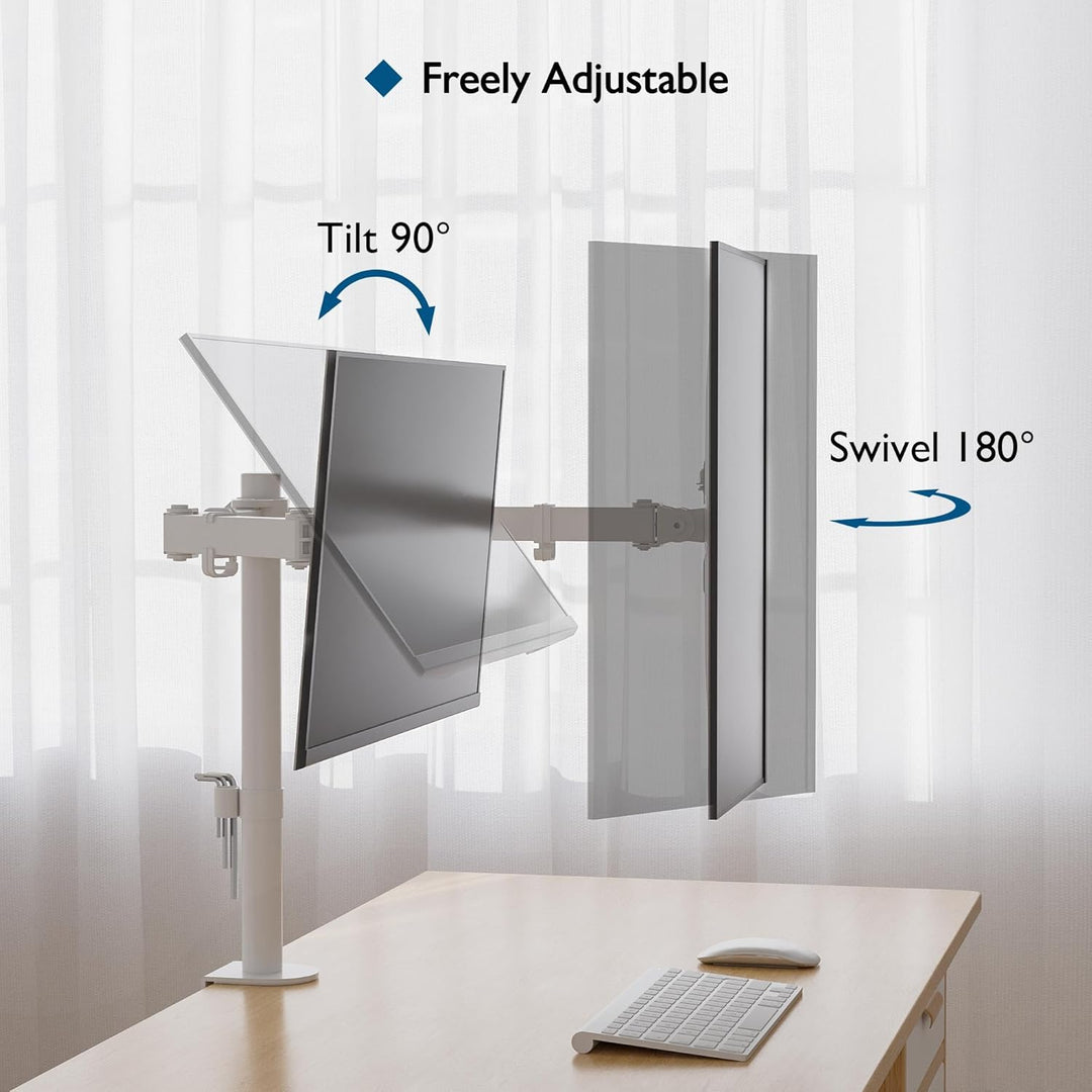 BONTEC Monitor Halterung 2 Monitore für 13-27 Zoll Flach & Curved Bildschirm, Monitor Tischhalterung