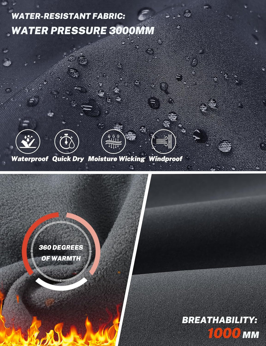 MoFiz Herren Wanderhose Warm Gefüttert Outdoorhose Wasserdicht Skihose Softshellhose Winddicht Arbei