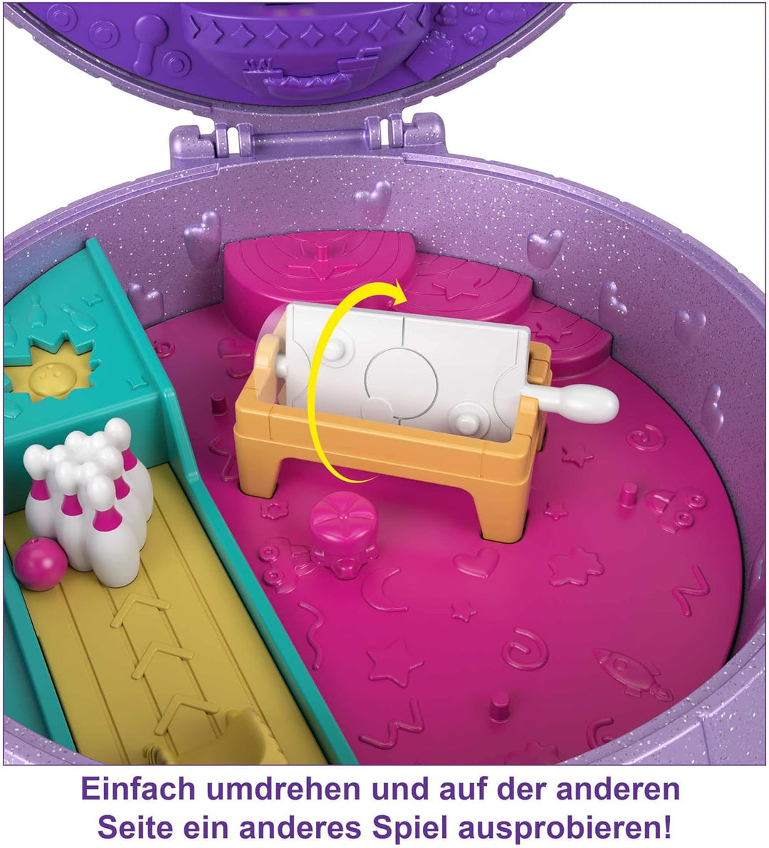 Polly Pocket HCG24 - Skating Spielset, Disco-Thema, 2 Micro-Puppen, 15 Zubehörteile, 1 Modestück, Po