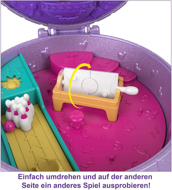 Polly Pocket HCG24 - Skating Spielset, Disco-Thema, 2 Micro-Puppen, 15 Zubehörteile, 1 Modestück, Po