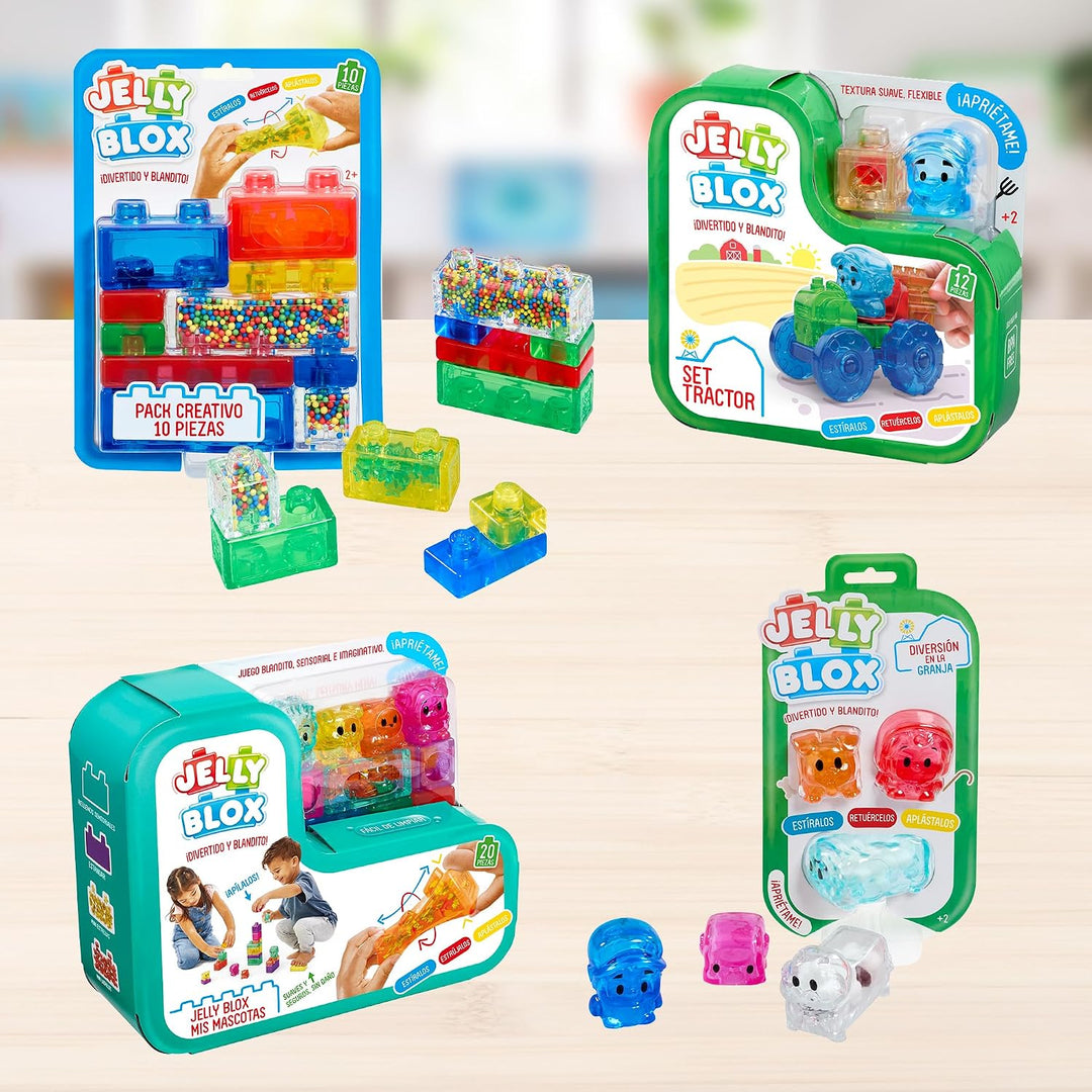 Bizak Jelly Blox Kreativ-Set, 10-teilig, sensorisches Baustein-Set mit weichen und bunten Bausteinen