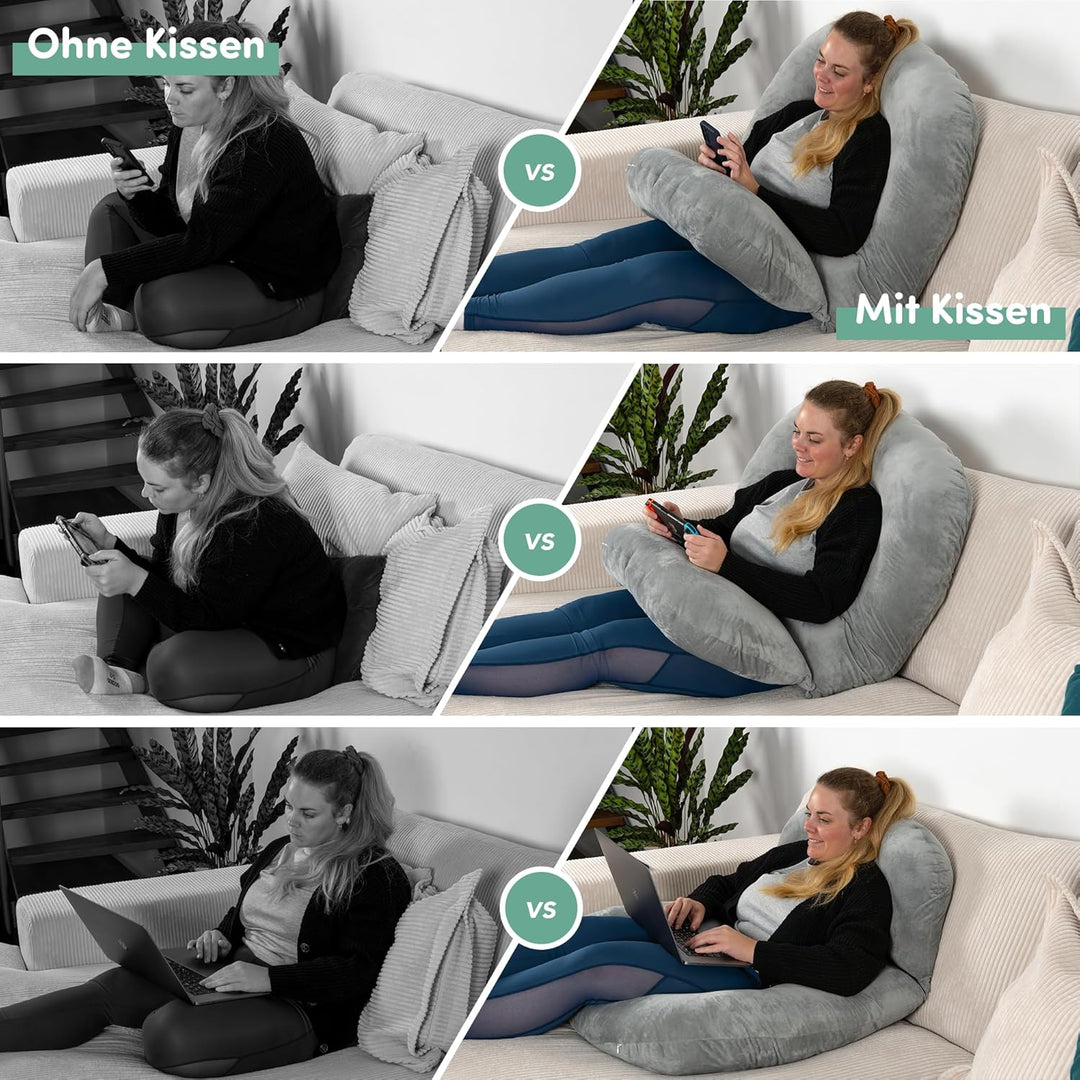 hugnaps Lesekissen für Bett und Sofa - Rückenkissen - Komfortkissen Erwachsene - Reading Pillow - Zw