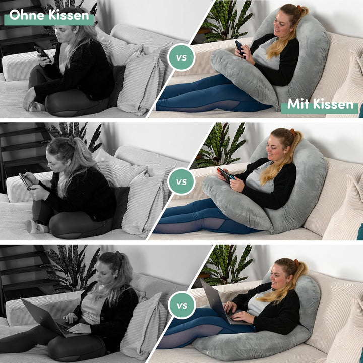 hugnaps Lesekissen für Bett und Sofa - Rückenkissen - Komfortkissen Erwachsene - Reading Pillow - Zw